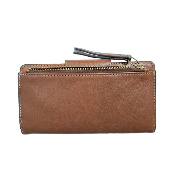 Vintage Fossil Brown Leather Bifold Wallet Snap Closure & Zipper Pocket - Picture 2 of 3
